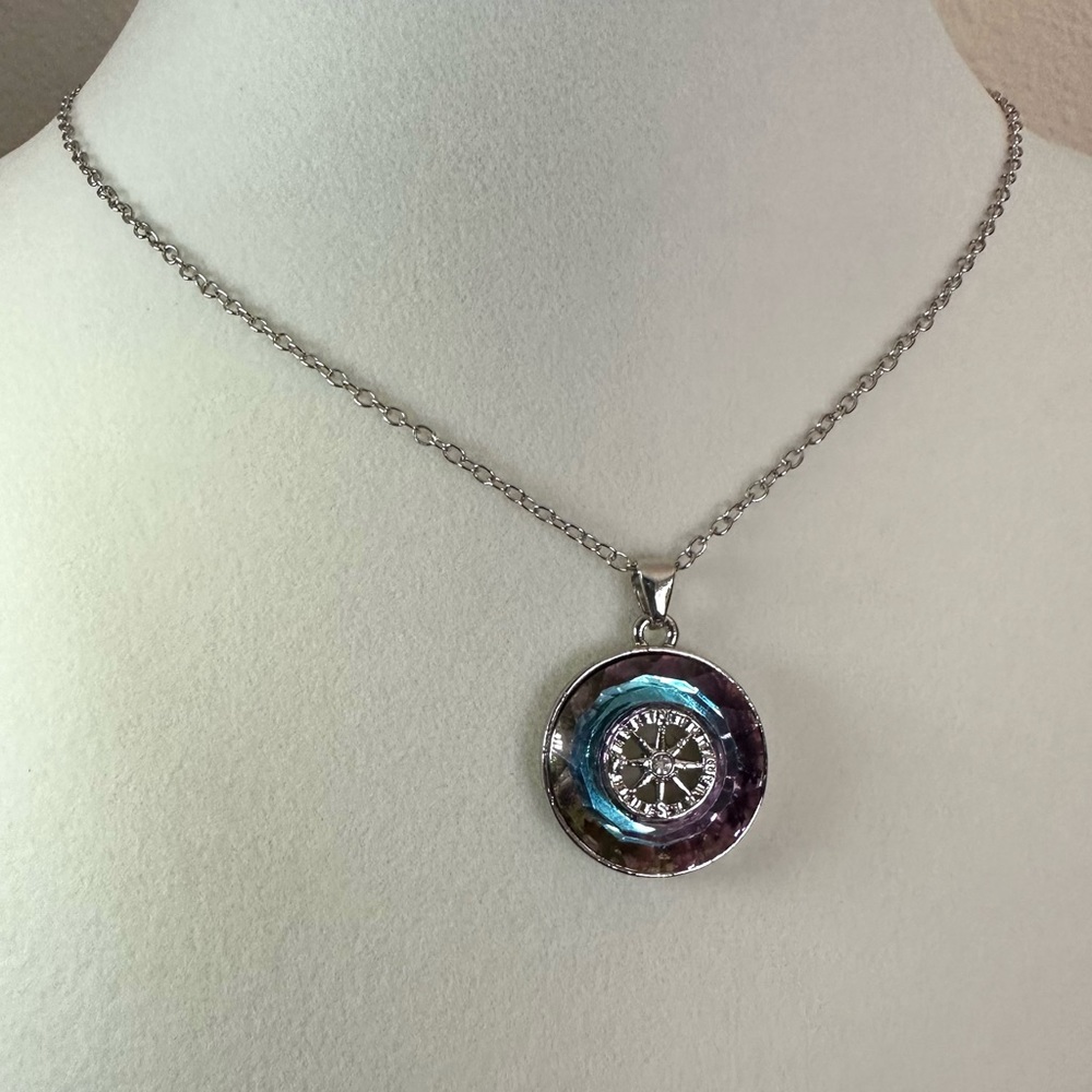 Fashion Iridescent Crystal Compass Necklace Pendant